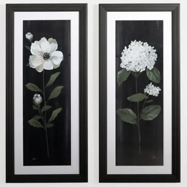 Framed Art-Kirkland's Home White Flower On Black I Framed Art Print White/Black