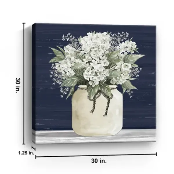 Canvas Art-Kirkland's Home White Flowers Ii Giclee Canvas Print, 30X30 In. Blue/White