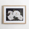 Framed Art-Kirkland's Home White Flowers On Black Back Framed Art Print White/Black