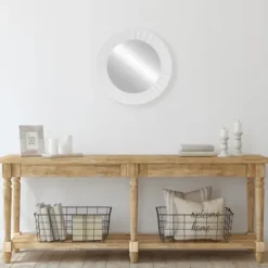 Decorative Mirrors-Kirkland's Home White Fluted Contemporary Wall Mirror
