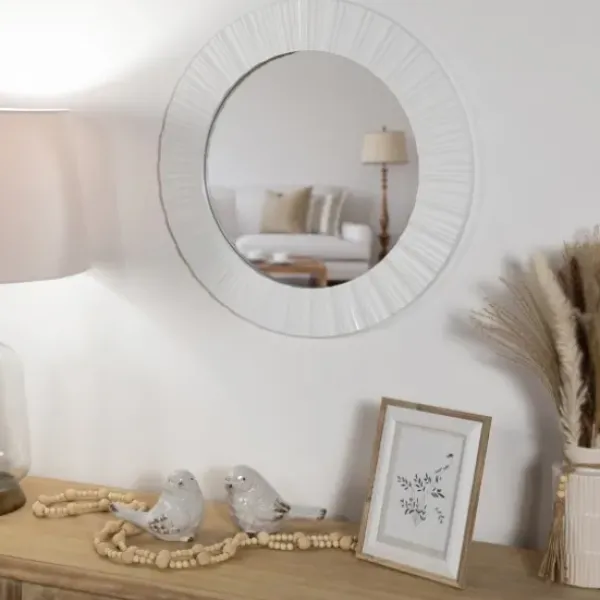 Decorative Mirrors-Kirkland's Home White Fluted Contemporary Wall Mirror