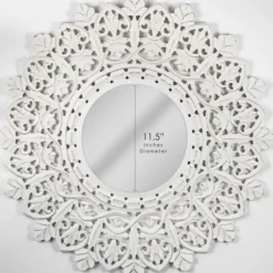 Decorative Mirrors-Kirkland's Home White Handcarved Mandala Circle Wall Mirror
