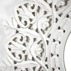 Decorative Mirrors-Kirkland's Home White Handcarved Mandala Circle Wall Mirror