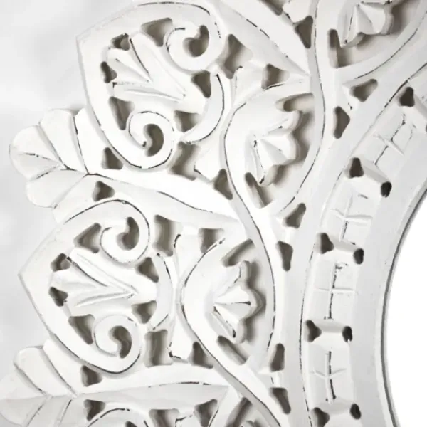 Decorative Mirrors-Kirkland's Home White Handcarved Mandala Circle Wall Mirror