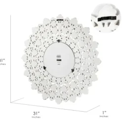 Decorative Mirrors-Kirkland's Home White Handcarved Mandala Circle Wall Mirror