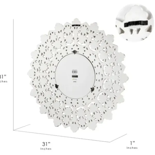 Decorative Mirrors-Kirkland's Home White Handcarved Mandala Circle Wall Mirror