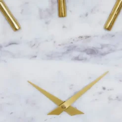 Clocks-Kirkland's Home White Marble And Gold Accent Wall Clock, 15 In.