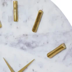 Clocks-Kirkland's Home White Marble And Gold Accent Wall Clock, 15 In.