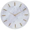 Clocks-Kirkland's Home White Marble And Gold Accent Wall Clock, 20 In.
