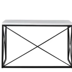 Console Tables-Kirkland's Home White Marble Top Sabin Metal Base Sofa Table