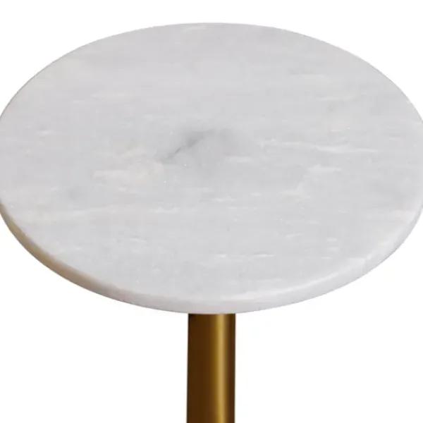 Accent & End Tables-Kirkland's Home White Marble Top Tapered Base Accent Table, 10 In.