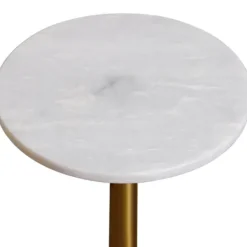 Accent & End Tables-Kirkland's Home White Marble Top Tapered Base Accent Table, 12 In.