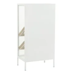 Kitchen Islands & Bar Carts-Kirkland's Home White Metal And Natural Wood 2-Door Bar Cabinet