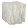 Accent & End Tables-Kirkland's Home White Mother Of Pearl Striped Side Table White/Ivory