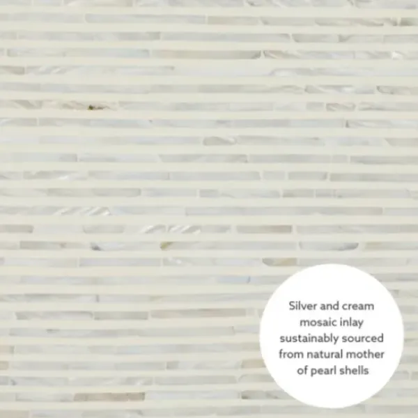 Accent & End Tables-Kirkland's Home White Mother Of Pearl Striped Side Table White/Ivory