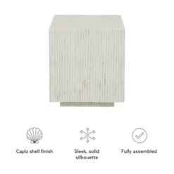Accent & End Tables-Kirkland's Home White Mother Of Pearl Striped Side Table White/Ivory