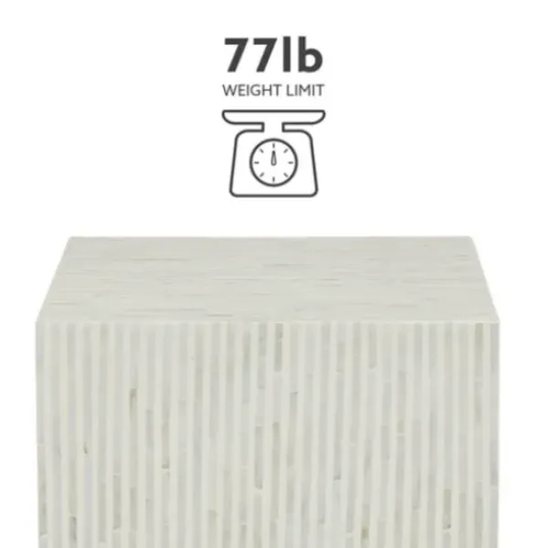 Accent & End Tables-Kirkland's Home White Mother Of Pearl Striped Side Table White/Ivory
