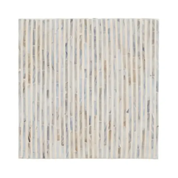 Accent & End Tables-Kirkland's Home White Mother Of Pearl Striped Side Table White/Ivory