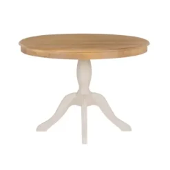 Dining Tables-Kirkland's Home White Natural Top Pedestal Dining Table