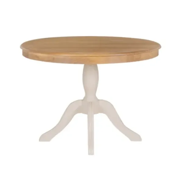 Dining Tables-Kirkland's Home White Natural Top Pedestal Dining Table