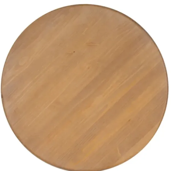 Dining Tables-Kirkland's Home White Natural Top Pedestal Dining Table