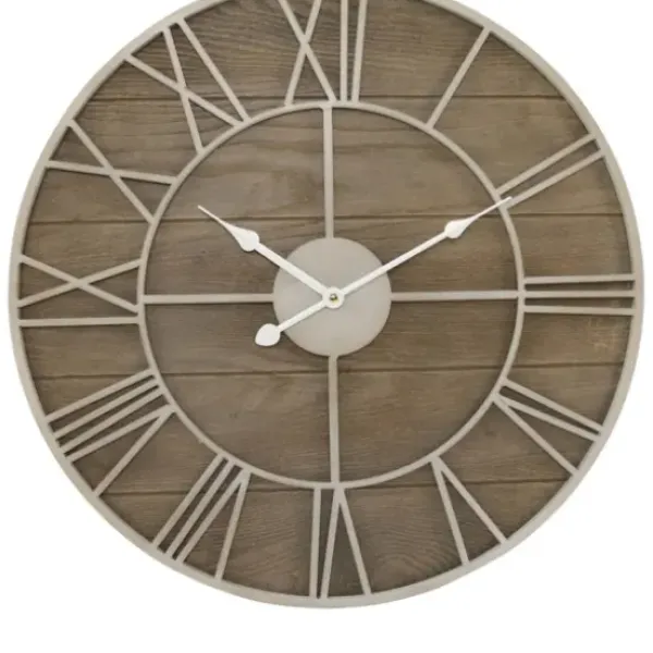 Clocks-Kirkland's Home White Natural Wood Raised Clock