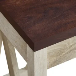 Office Furniture-Kirkland's Home White Oak Farmhouse A-Frame Desk With Brown Top