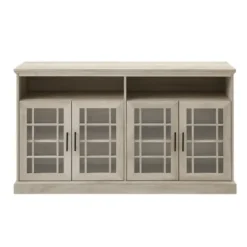 Tv Stands & Media Consoles-Kirkland's Home White Oak Glass Door Tv Stand, 58 In. Ivory