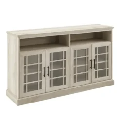 Tv Stands & Media Consoles-Kirkland's Home White Oak Glass Door Tv Stand, 58 In. Ivory