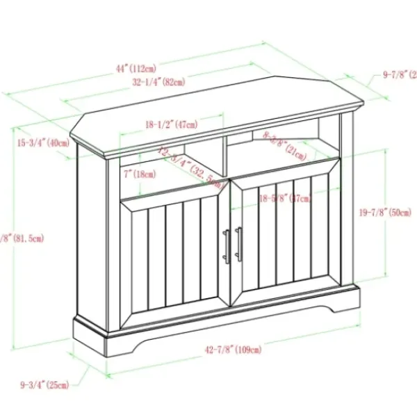 Tv Stands & Media Consoles-Kirkland's Home White Oak Grooved Door Corner Tv Stand Ivory