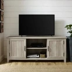 Tv Stands & Media Consoles-Kirkland's Home White Oak Grooved Door Tv Stand Ivory