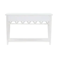 Console Tables-Kirkland's Home White Or Teal Paneled Fretwork Console Table White/Blue