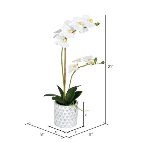 Arrangements & Greenery-Kirkland's Home White Orchid Real Touch Arrangement In Ceramic Pot White/Green