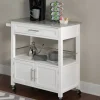 Kitchen Islands & Bar Carts-Kirkland's Home White Parker Granite Top Rolling Kitchen Cart