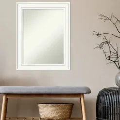 Decorative Mirrors-Kirkland's Home White Raised Frame Wall Mirror
