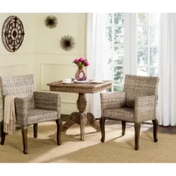 Dining Chairs-Kirkland's Home White Rattan Curved Legs Dining Chairs, Set Of 2 White/Brown