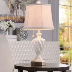 Table Lamps-Kirkland's Home White Resin Swirl Table Lamp Tan