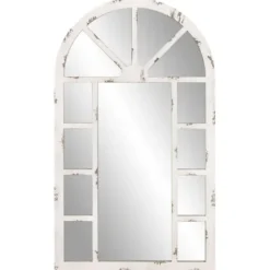 Decorative Mirrors-Kirkland's Home White Rustic Windowpane Arch Mirror