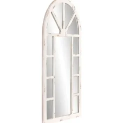 Decorative Mirrors-Kirkland's Home White Rustic Windowpane Arch Mirror