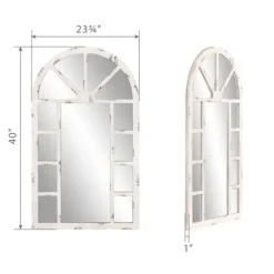 Decorative Mirrors-Kirkland's Home White Rustic Windowpane Arch Mirror