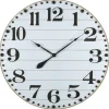 Clocks-Kirkland's Home White Rustic Wood Plank Wall Clock