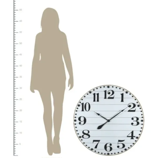 Clocks-Kirkland's Home White Rustic Wood Plank Wall Clock