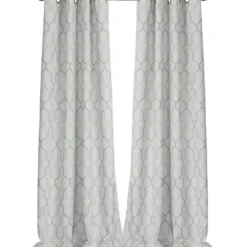 Curtains & Drapes-Kirkland's Home White Stripe Cafe Curtain Panel Set, 36 In. Blue
