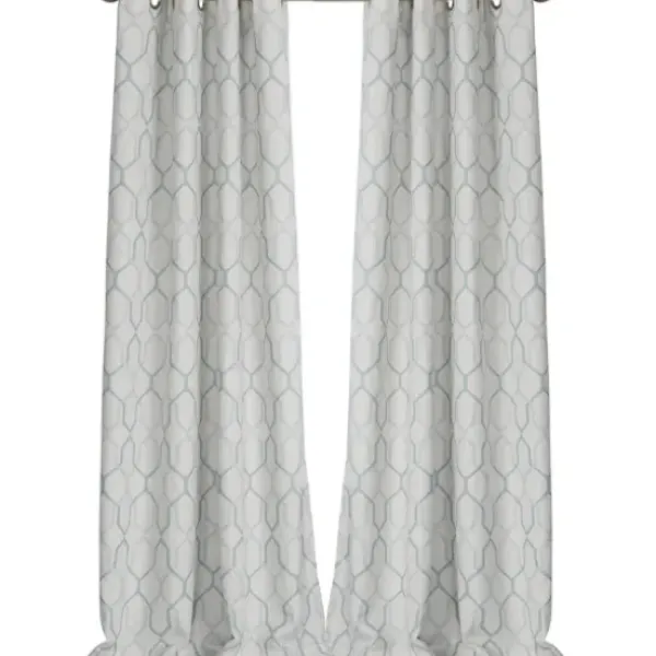 Curtains & Drapes-Kirkland's Home White Stripe Cafe Curtain Panel Set, 36 In. Blue