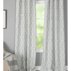 Curtains & Drapes-Kirkland's Home White Stripe Cafe Curtain Panel Set, 36 In. Blue