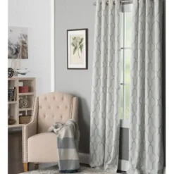 Curtains & Drapes-Kirkland's Home White Stripe Cafe Curtain Panel Set, 36 In. Blue