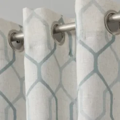 Curtains & Drapes-Kirkland's Home White Stripe Cafe Curtain Panel Set, 36 In. Blue