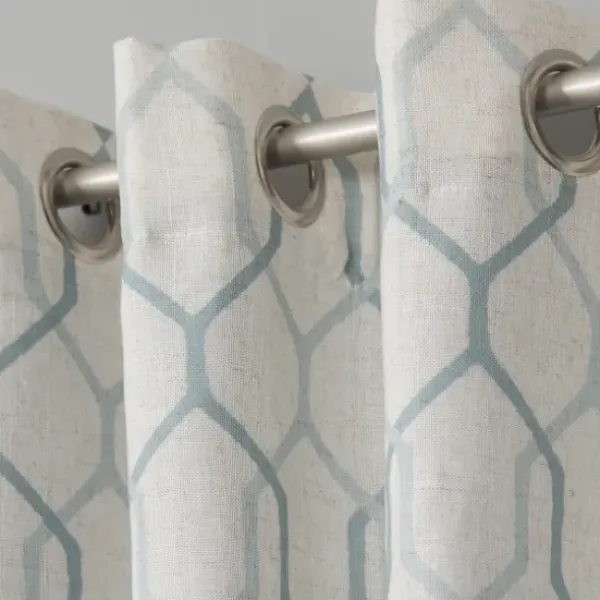 Curtains & Drapes-Kirkland's Home White Stripe Cafe Curtain Panel Set, 36 In. Blue