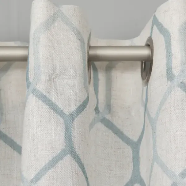 Curtains & Drapes-Kirkland's Home White Stripe Cafe Curtain Panel Set, 36 In. Blue