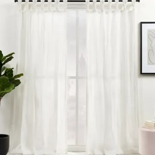 Curtains & Drapes-Kirkland's Home White Stripe Cafe Curtain Panel Set, 36 In. Red